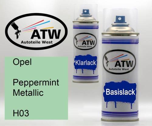 Opel, Peppermint Metallic, H03: 400ml Sprühdose + 400ml Klarlack - Set, von ATW Autoteile West.